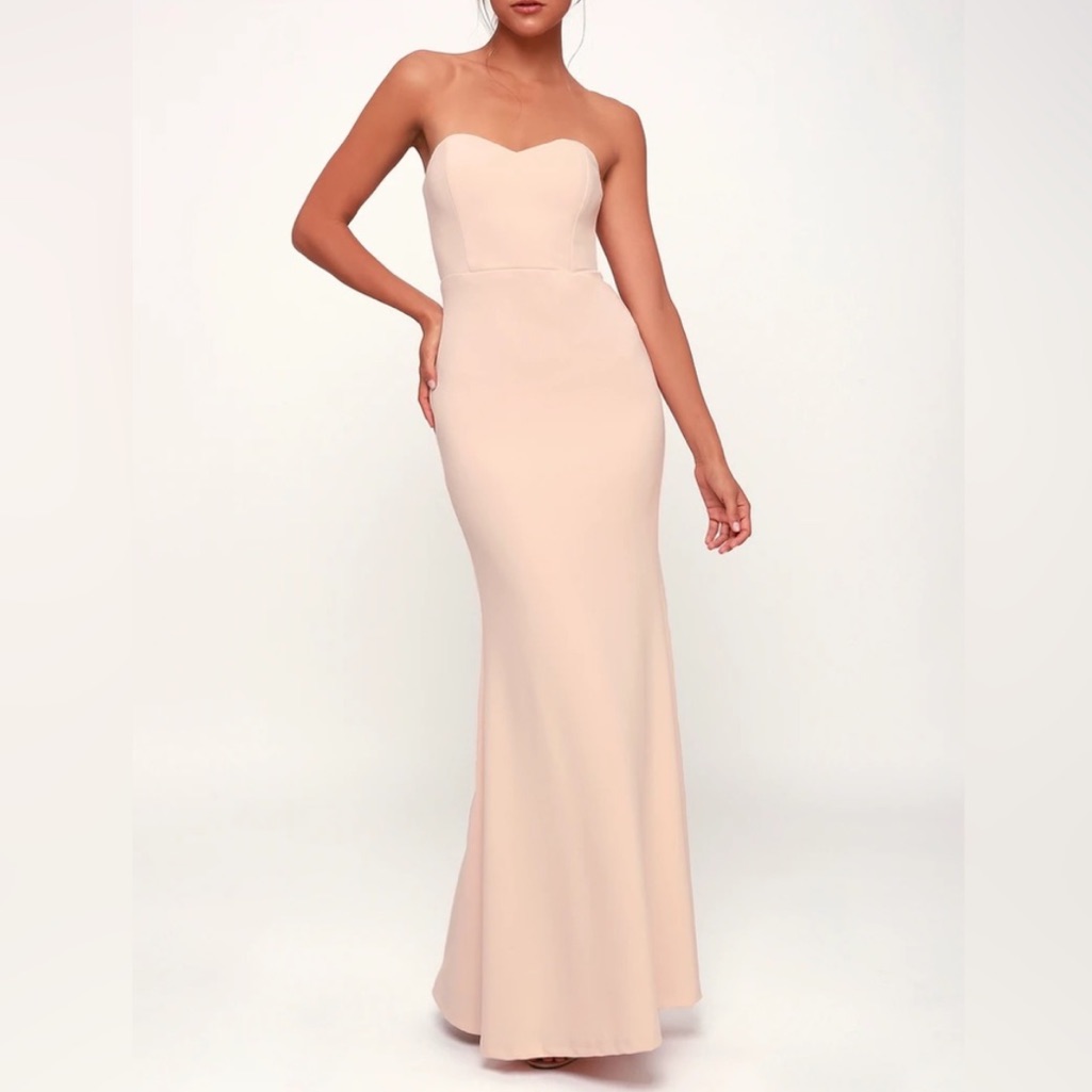 Lulus Stand In The Spotlight Blush Strapless Maxi Dress